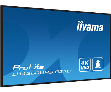 IIYAMA iiyama ProLite LH4360UHS-B2AG, 24/7, 4K, USB, RS232, Ethernet, Wi-Fi, Android, Kit (RS232), schwarz