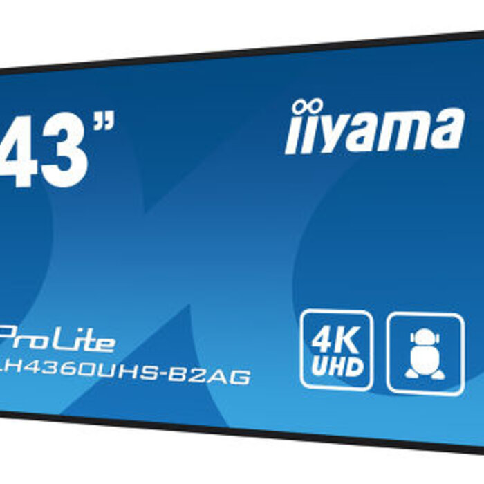 IIYAMA LH4360UHS-B2AG- iiyama ProLite LH4360UHS-B2AG, 24/7, 4K, USB, RS232, Ethernet, Wi-Fi, Android, kit (RS232), nero