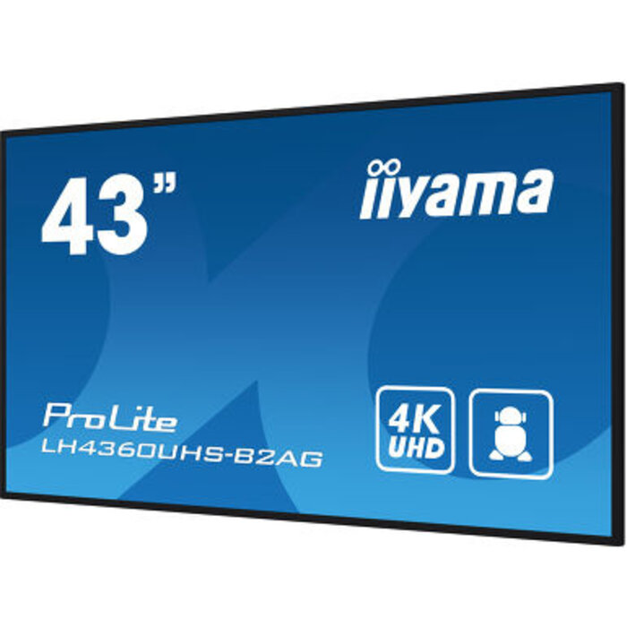 IIYAMA LH4360UHS-B2AG- iiyama ProLite LH4360UHS-B2AG, 24/7, 4K, USB, RS232, Ethernet, Wi-Fi, Android, kit (RS232), zwart