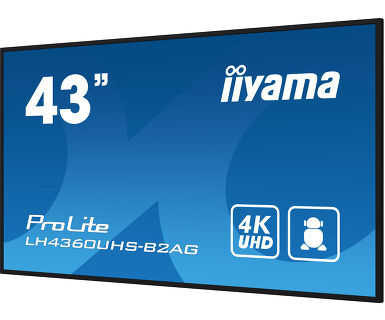 IIYAMA iiyama ProLite LH4360UHS-B2AG, 24/7, 4K, USB, RS232, Ethernet, Wi-Fi, Android, Kit (RS232), schwarz