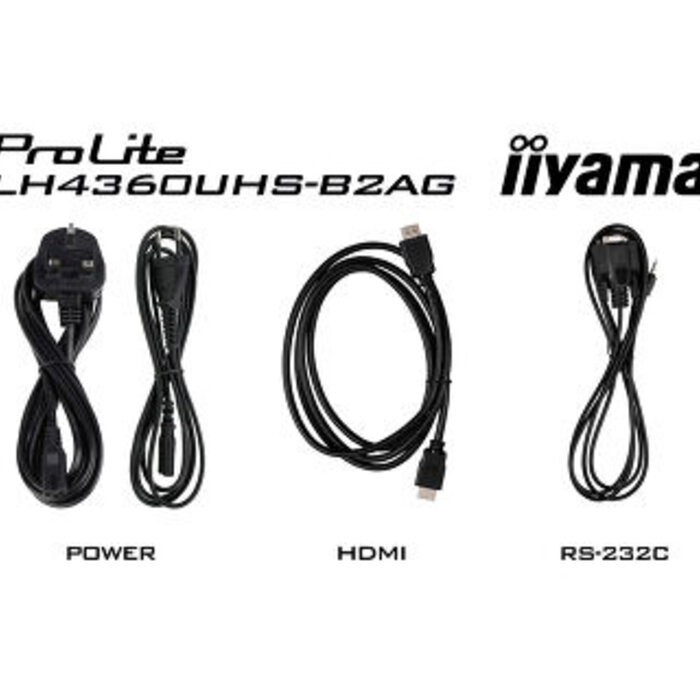 IIYAMA LH4360UHS-B2AG- iiyama ProLite LH4360UHS-B2AG, 24/7, 4K, USB, RS232, Ethernet, Wi-Fi, Android, kit (RS232), nero