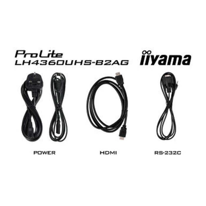 IIYAMA iiyama ProLite LH4360UHS-B2AG, 24/7, 4K, USB, RS232, Ethernet, Wi-Fi, Android, Kit (RS232), schwarz