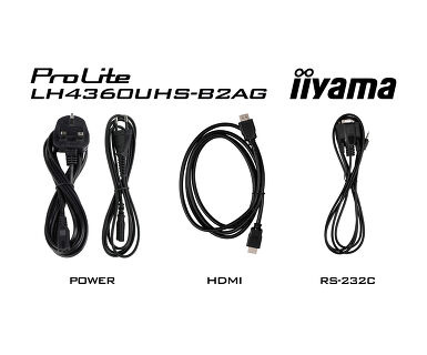 IIYAMA iiyama ProLite LH4360UHS-B2AG, 24/7, 4K, USB, RS232, Ethernet, Wi-Fi, Android, Kit (RS232), schwarz