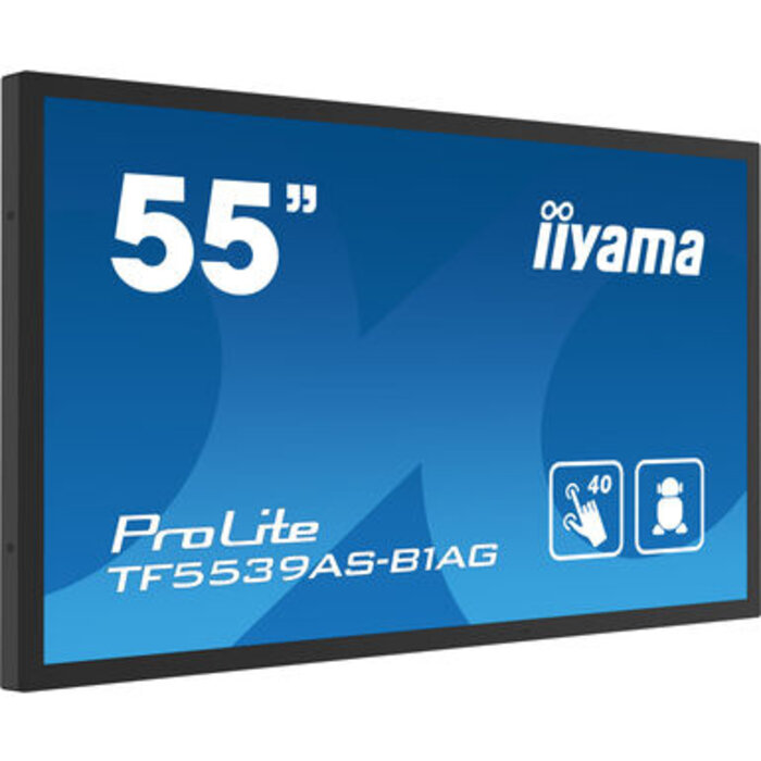 IIYAMA TF5539AS-B1AG- iiyama ProLite TF5539AS-B1AG, 24/7, 138,6 cm (54,6''), geprojecteerd capacitief, 4K, USB, RS232, Ethernet, Android, kit (USB)