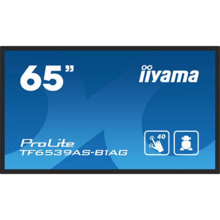 IIYAMA iiyama ProLite TF6539AS-B1AG, 24/7, 164cm (64,6''), geprojecteerd capacitief, 4K, USB, RS232, Ethernet, Android, kit (USB)