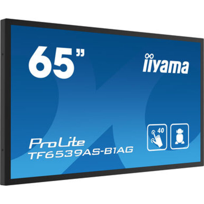 IIYAMA iiyama ProLite TF6539AS-B1AG, 24/7, 164cm (64,6''), geprojecteerd capacitief, 4K, USB, RS232, Ethernet, Android, kit (USB)