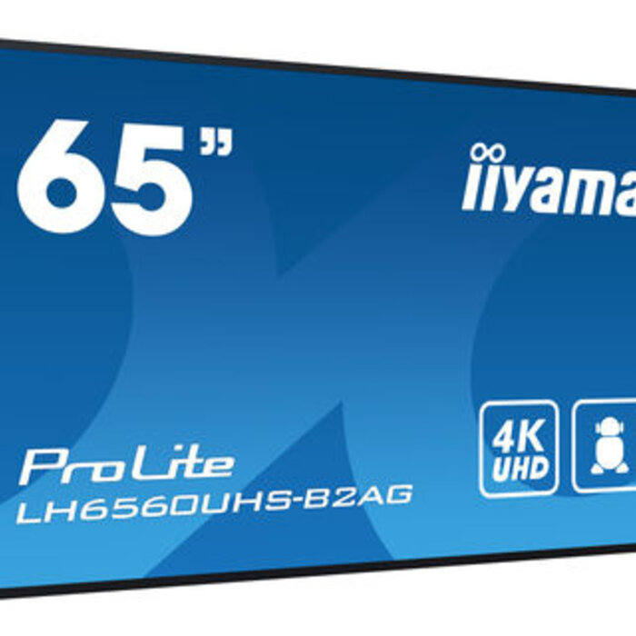 IIYAMA LH6560UHS-B2AG- iiyama ProLite LH6560UHS-B2AG, 24/7, 164cm (64,6''), 4K, USB, RS232, Ethernet, Wi-Fi, Android, kit (RS232), nero