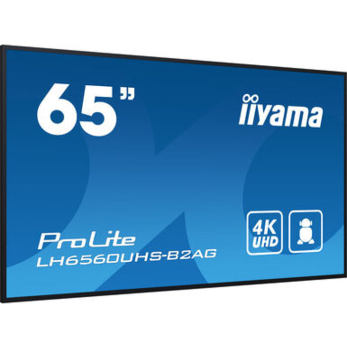 IIYAMA LH6560UHS-B2AG- iiyama ProLite LH6560UHS-B2AG, 24/7, 164 cm (64,6''), 4K, USB, RS232, Ethernet, Wi-Fi, Android, Kit (RS232), schwarz