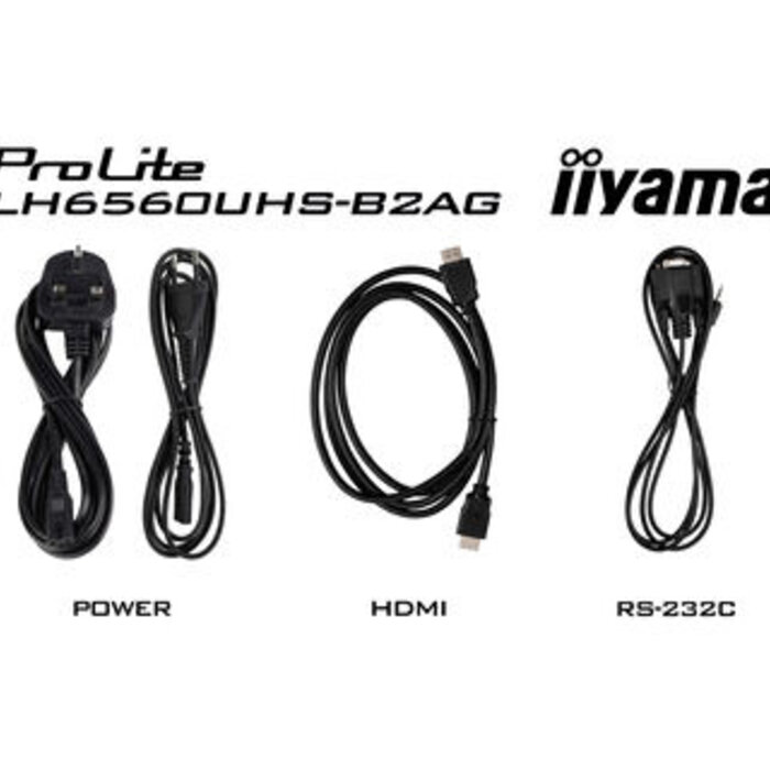 IIYAMA LH6560UHS-B2AG- iiyama ProLite LH6560UHS-B2AG, 24/7, 164cm (64,6''), 4K, USB, RS232, Ethernet, Wi-Fi, Android, kit (RS232), nero