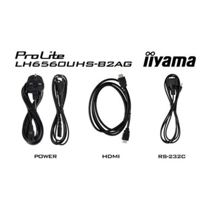 IIYAMA LH6560UHS-B2AG- iiyama ProLite LH6560UHS-B2AG, 24/7, 164 cm (64,6''), 4K, USB, RS232, Ethernet, Wi-Fi, Android, Kit (RS232), schwarz