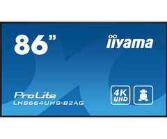 IIYAMA LH8664UHS-B2AG- iiyama ProLite LH8664UHS-B2AG, 24/7, 139cm (55''), 164cm (64,6''), 217.4 cm (85.6''), 4K, USB, RS232, Ethernet, Wi-Fi, Android, kit (RS232), black