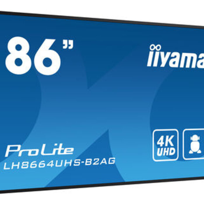 IIYAMA LH8664UHS-B2AG- iiyama ProLite LH8664UHS-B2AG, 24/7, 139 cm (55''), 164 cm (64,6''), 217,4 cm (85,6''), 4K, USB, RS232, Ethernet, Wi-Fi, Android, kit (RS232), noir
