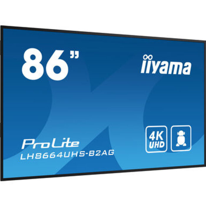 IIYAMA LH8664UHS-B2AG- iiyama ProLite LH8664UHS-B2AG, 24/7, 139 cm (55''), 164 cm (64,6''), 217,4 cm (85.6''), 4K, USB, RS232, Ethernet, Wi-Fi, Android, kit (RS232), nero