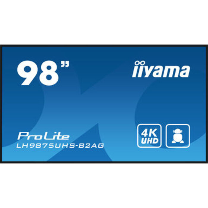 IIYAMA iiyama ProLite LH9875UHS-B2AG, 247,7 cm (98''), 4K, USB, RS232, Ethernet, kit (RS232), negro