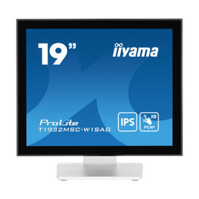 IIYAMA T1932MSC-W1SAG- iiyama ProLite T1932MSC-W1SAG, 48,3 cm (19''), geprojecteerd capacitief, 10 TP, kit (USB), zwart, wit