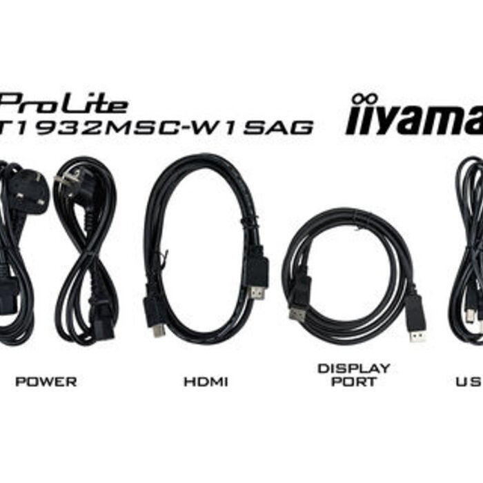 IIYAMA T1932MSC-W1SAG- iiyama ProLite T1932MSC-W1SAG, 48.3 cm (19''), Projected Capacitive, 10 TP, kit (USB), black, white