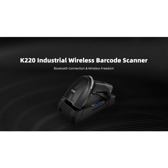 Urovo K220, escáner de código de barras DPM 2D inalámbrico industrial que incluye soporte y cable USB