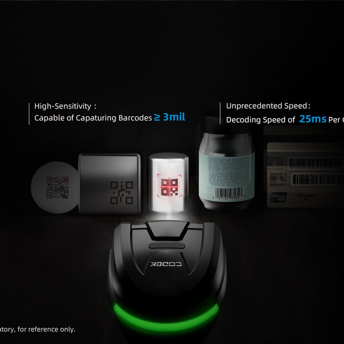 Urovo K220, escáner de código de barras DPM 2D inalámbrico industrial que incluye soporte y cable USB