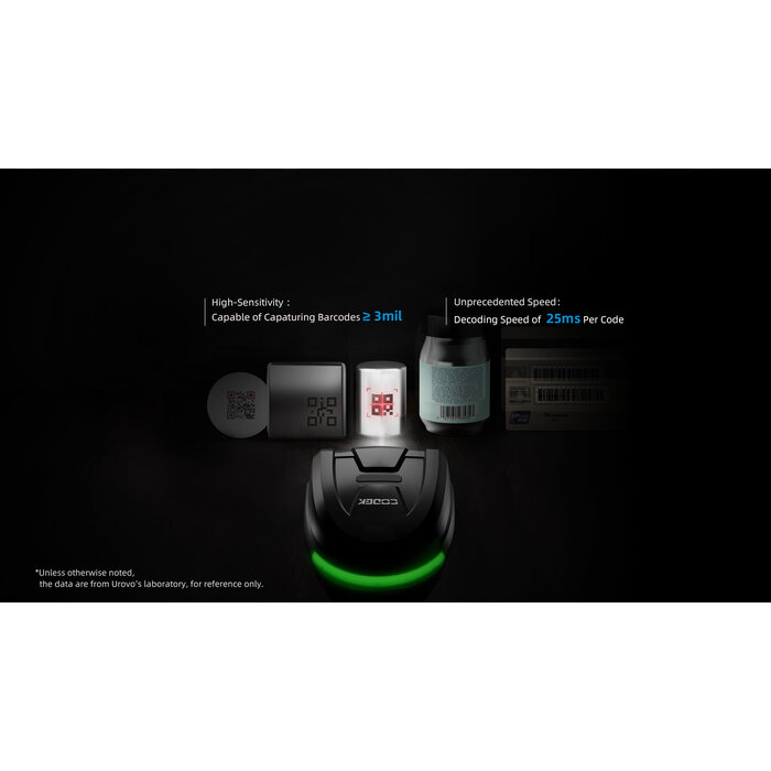 Urovo K220, escáner de código de barras DPM 2D inalámbrico industrial que incluye soporte y cable USB