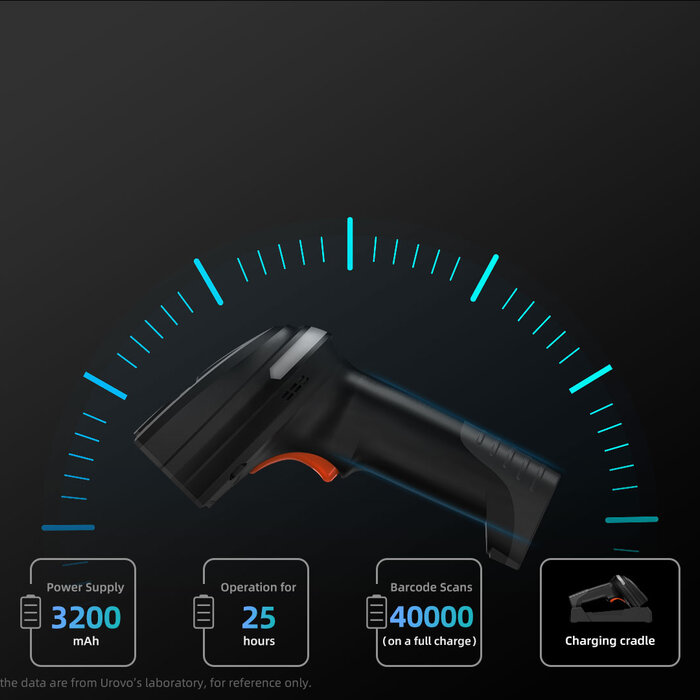 Urovo K220, scanner di codici a barre 2D DPM wireless industriale con base e cavo USB