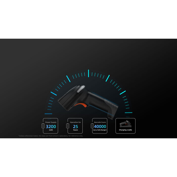Urovo K220, escáner de código de barras DPM 2D inalámbrico industrial que incluye soporte y cable USB