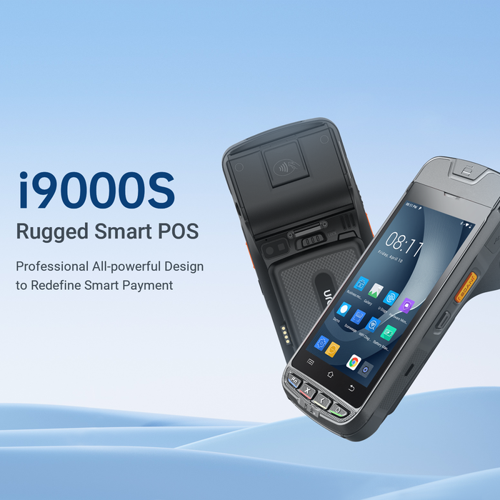 Urovo i9000S-XMFT3WNSEX0, i9000s, terminal POS, gratuit 2D, 5", A13, 3/32 Go, WiFI+4G, imprimante 58 mm, NFC, MSR, carte IC, câble, bloc d'alimentation (UE)