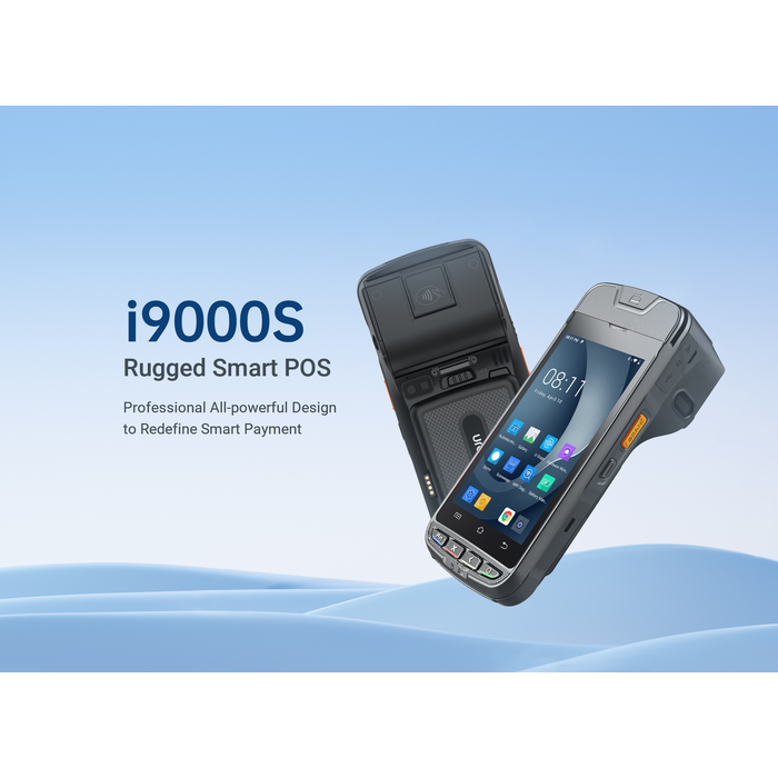 Urovo i9000S-XMFT3WNSEX0, i9000s, terminal POS, sin 2D, 5", A13, 3/32 GB, Wi-Fi+4G, impresora de recibos de 58 mm, NFC, lector de tarjetas MSR, lector de tarjetas IC, cable, fuente de alimentación (UE)
