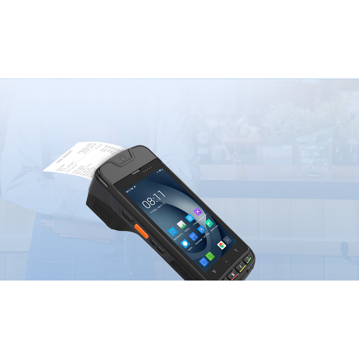Urovo i9000S-XMFT3WNSEXU, i9000s, terminal POS, sin 2D, 5", A13, 3/32 GB, Wi-Fi+4G, impresora de recibos de 58 mm, NFC, lector de tarjetas MSR, lector de tarjetas IC, cable, fuente de alimentación (UE)