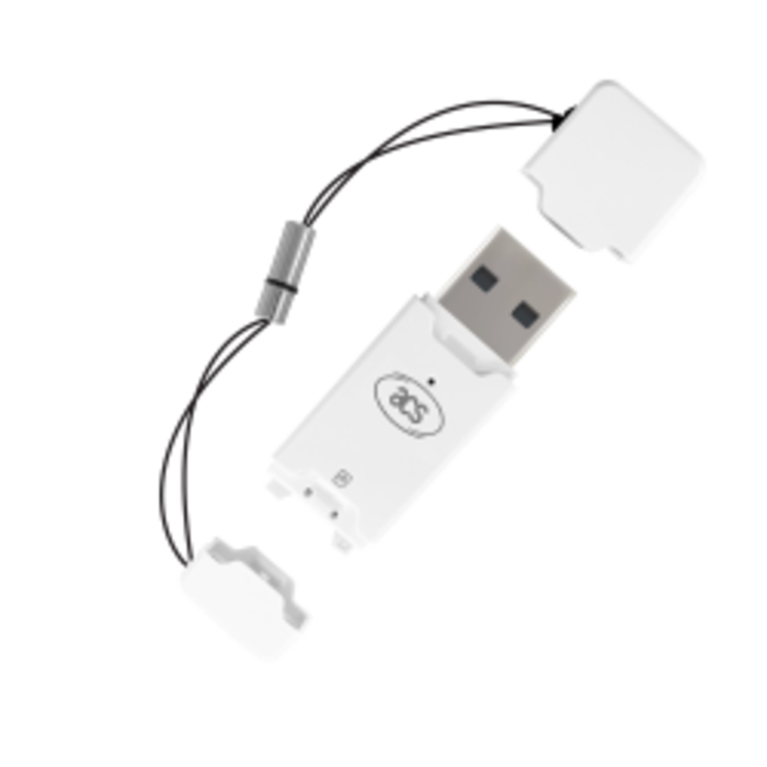 ACS Lector de tarjetas inteligentes ACR40T-A7 ACS ACR40T USB tipo C de tamaño SIM (botón integrado y cordón de lazo incluidos)