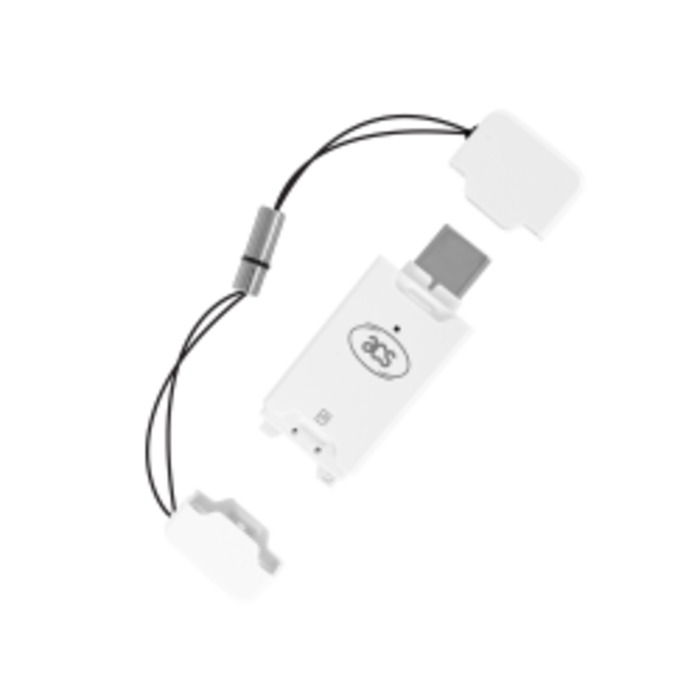 ACS Lector de tarjetas inteligentes ACR40T-A7 ACS ACR40T USB tipo C de tamaño SIM (botón integrado y cordón de lazo incluidos)