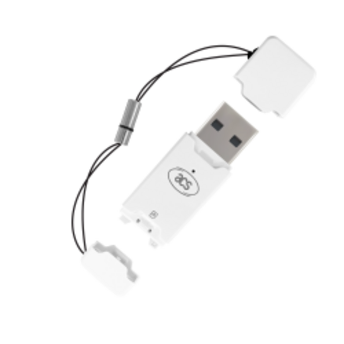 ACS Lector de tarjetas inteligentes ACR40T-A6 ACS ACR40T tipo A, USB, tamaño SIM (botón integrado y cordón de lazo incluidos)
