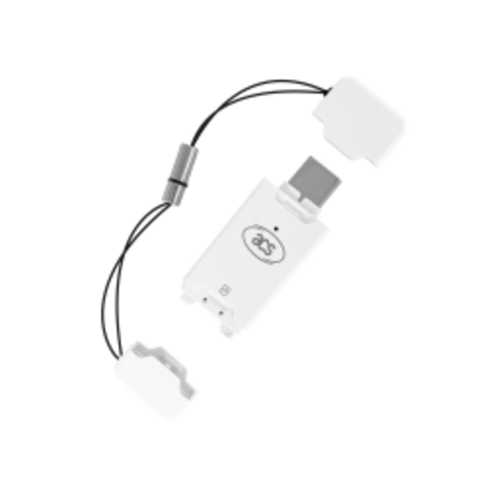 ACS Lector de tarjetas inteligentes ACR40T-A6 ACS ACR40T tipo A, USB, tamaño SIM (botón integrado y cordón de lazo incluidos)