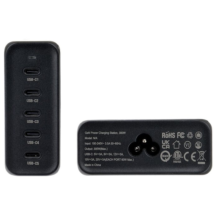 BRODIT 5-Port USB-C Charger, 5-Port USB-C Charger 300W with EU cable