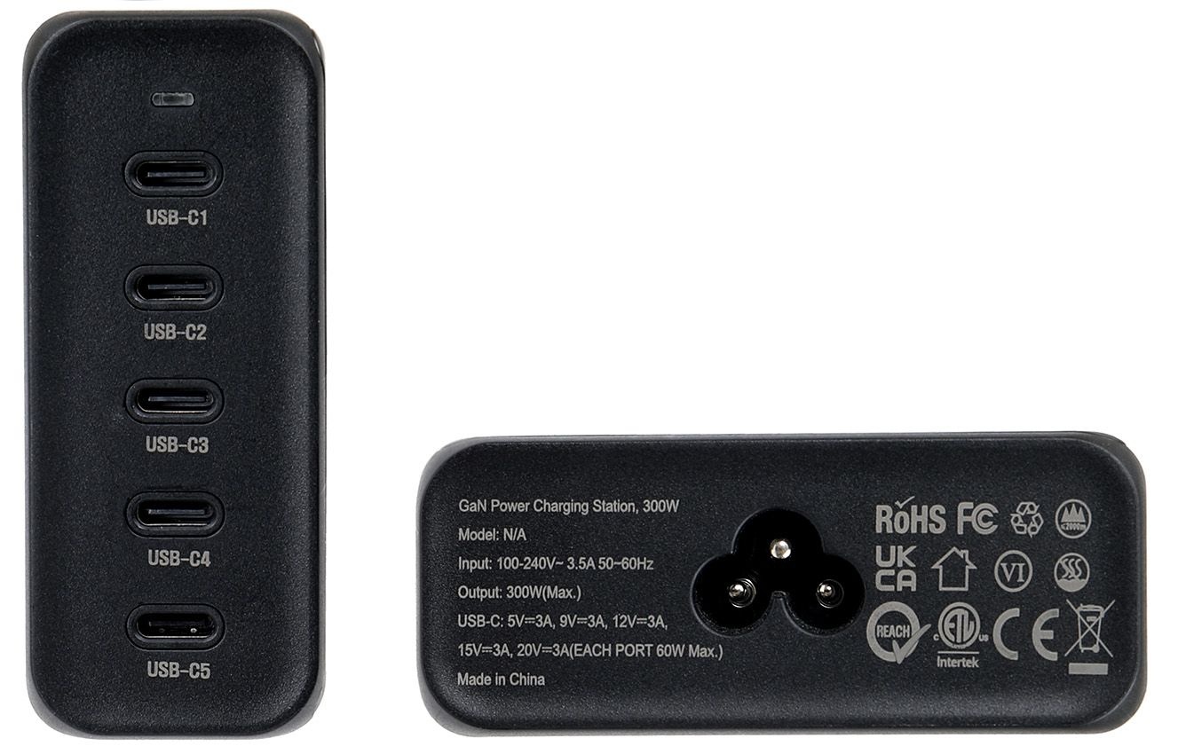 BRODIT 5-Port USB-C Charger, 5-Port USB-C Charger 300W with EU cable
