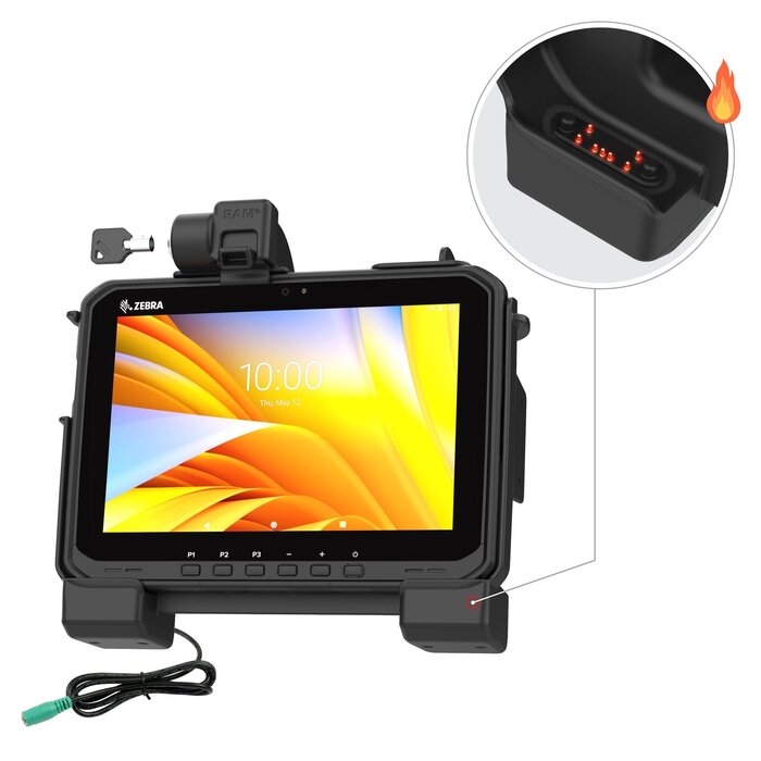 RAM-HOL-ZE25PHLU - Support de montage RAM Form-Fit (avec verrouillage à clé) pour Zebra ET60/65