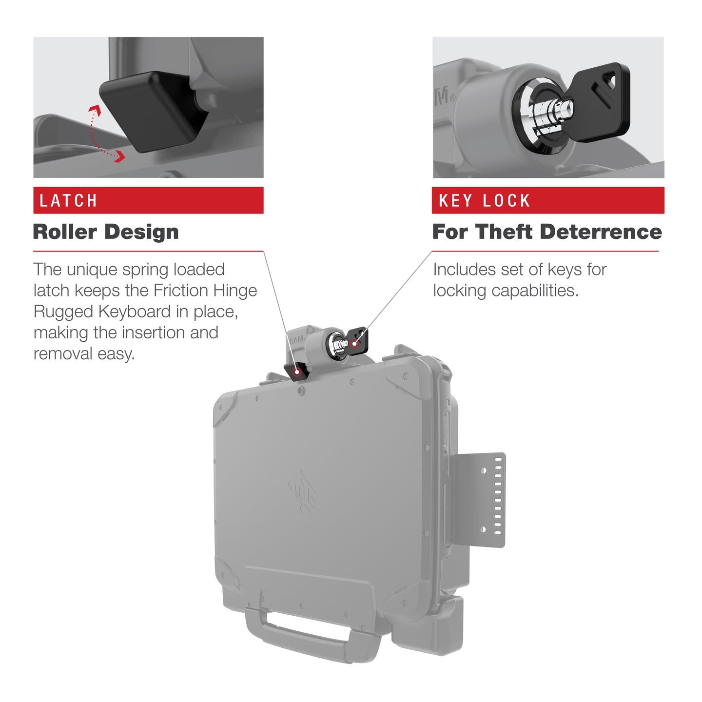 RAM-HOL-ZE22PLU - RAM Mounts Form-Fit Holder (with Key Lock) for Zebra ET80/85