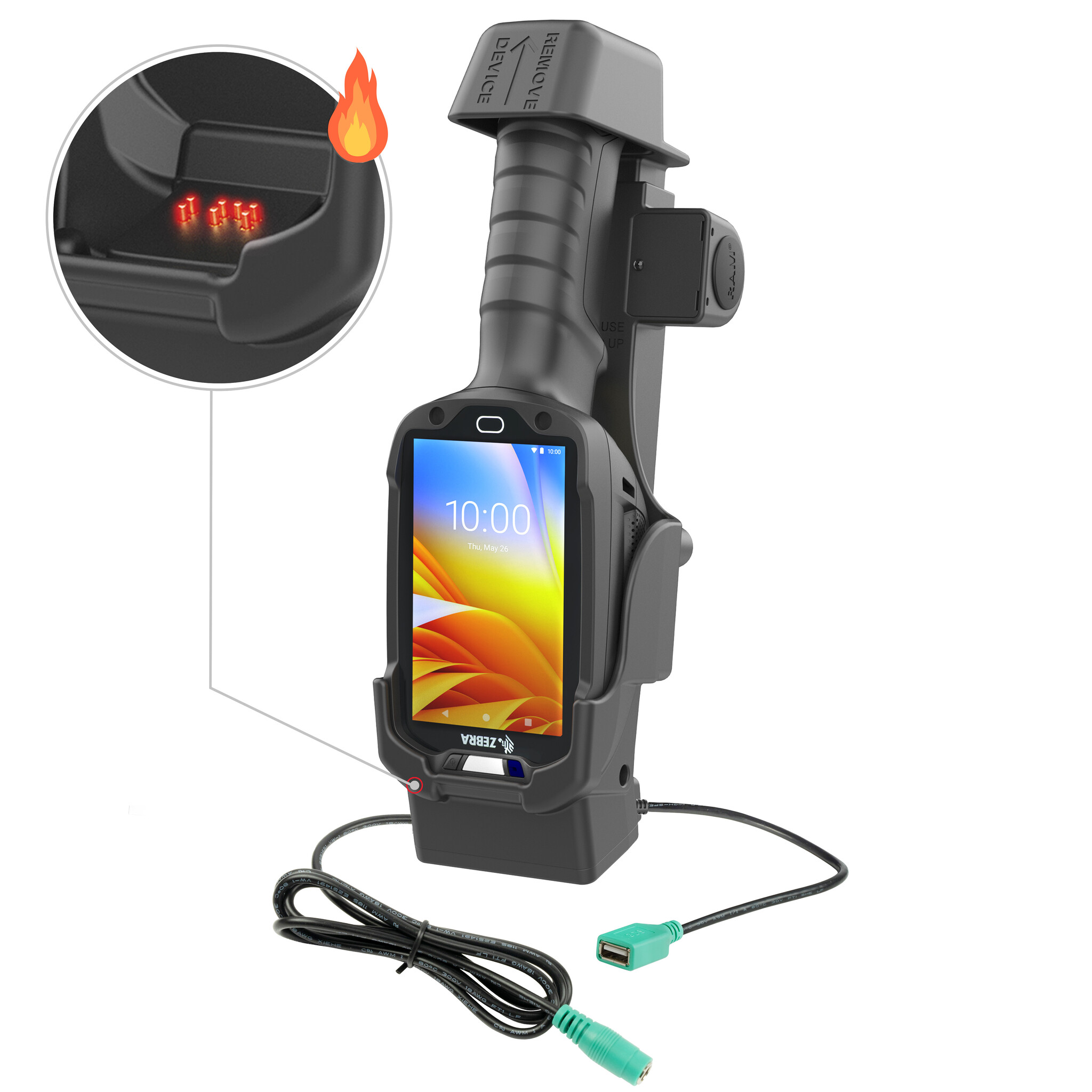 RAM MOUNT Soporte de montaje en superficie RAM para Zebra TC8300, 5 mm, 500 mAh