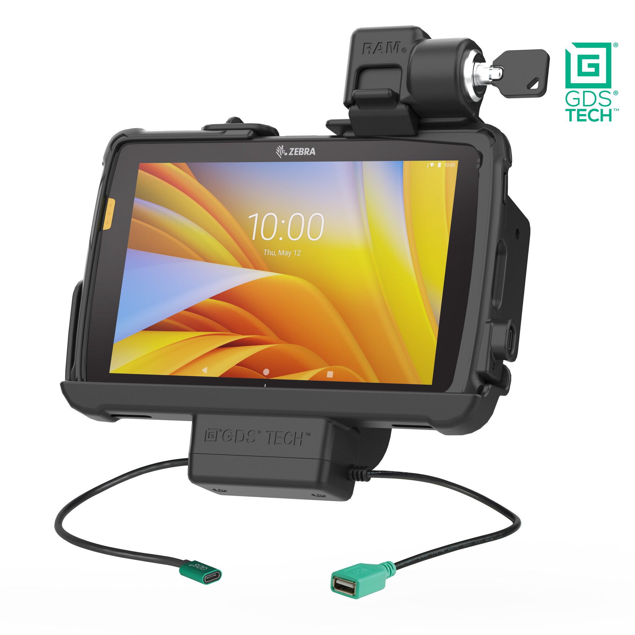 RAM MOUNT Supporto RAM Mounts GDS Form-Fit (con serratura a chiave) per Zebra ET40/45 (8'), 500 mAh, USB-C