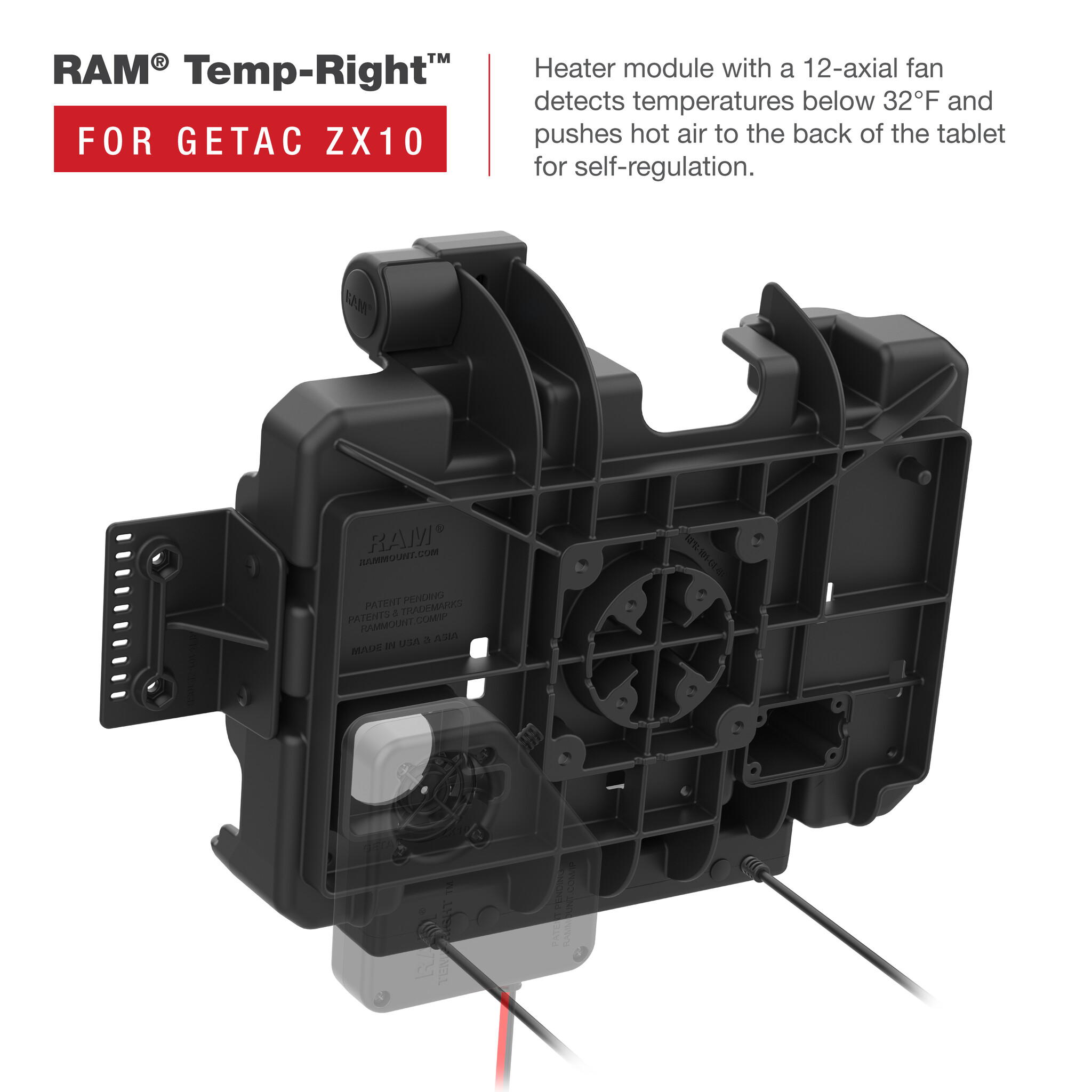 RAM MOUNT RAM-HOL-GE4PDU - RAM Mounts Form-Fit Holder (Latch) for Getac ZX10