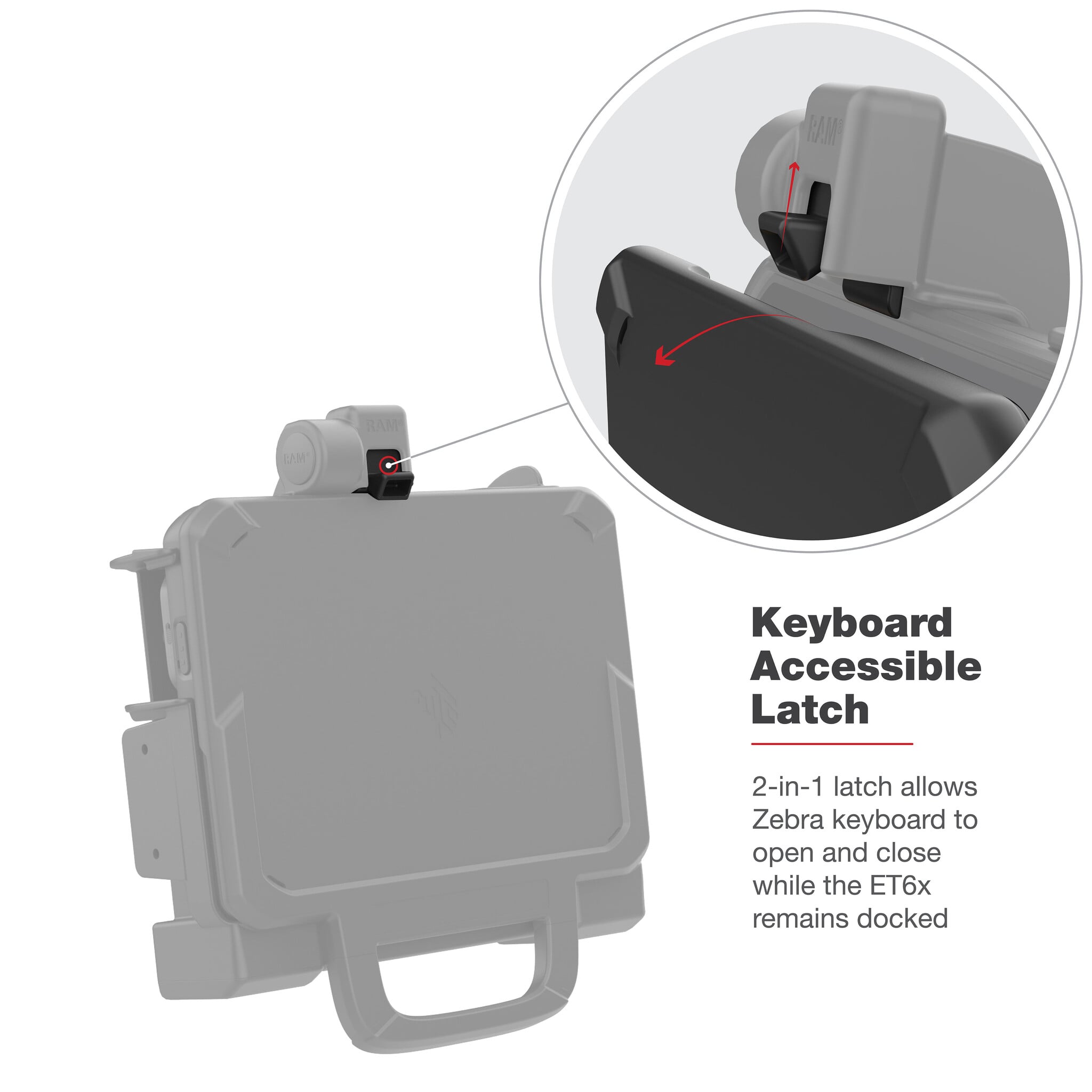 RAM MOUNT RAM-HOL-ZE25PDU - RAM Mounts Form-Fit Holder (Latch) for Zebra ET60/65