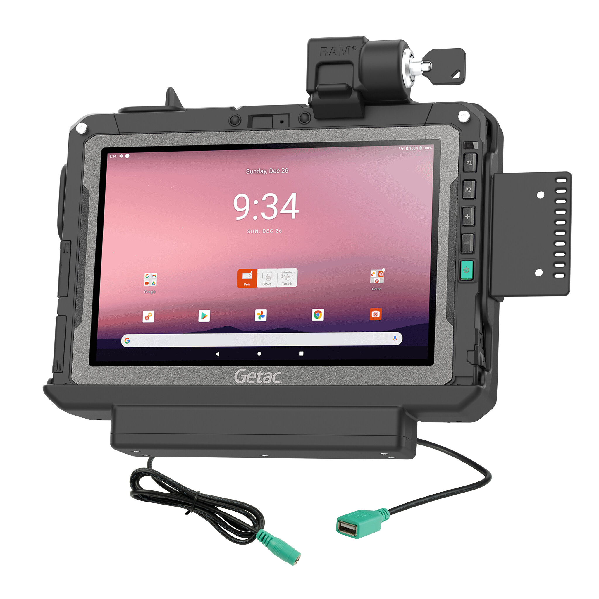 RAM MOUNT RAM-HOL-GE4PDKLU - RAM Mounts Formpasshalterung (mit Schlüsselschloss) für Getac ZX10