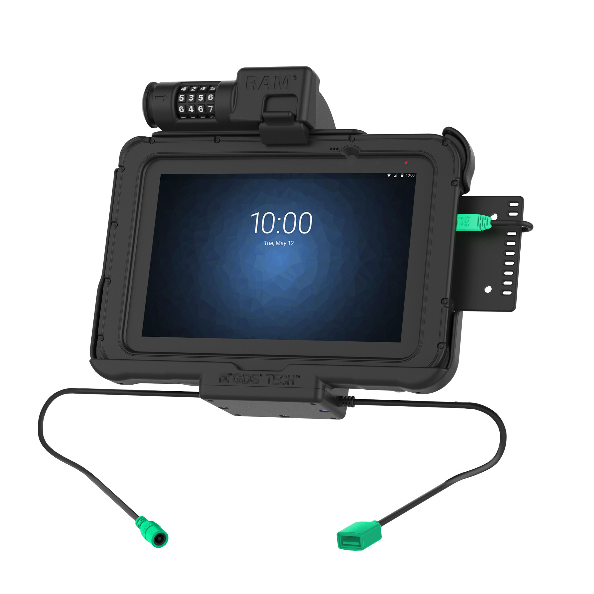 RAM MOUNT Support de montage RAM Form-Fit (verrouillage combiné) pour Zebra ET51/56 (8'), 500 mAh, USB