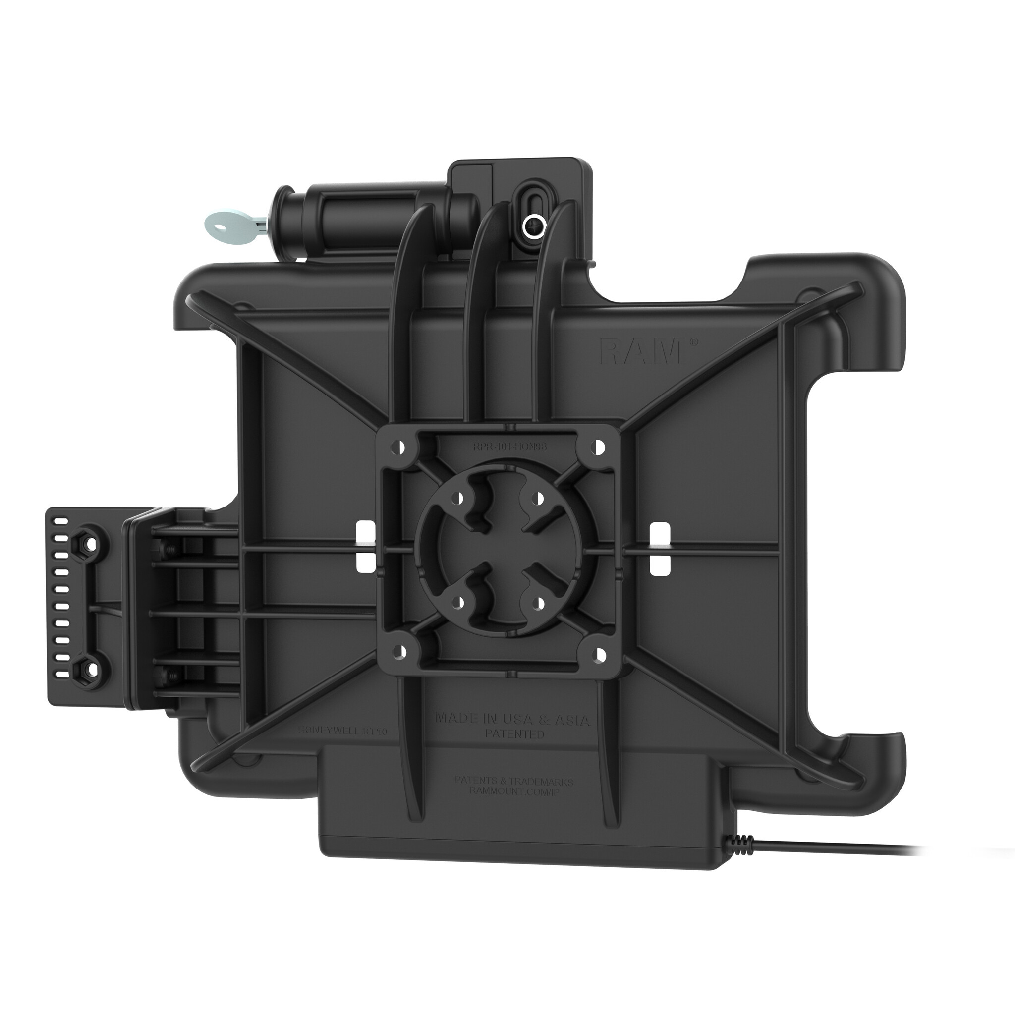 RAM MOUNT Supporto RAM Mounts Form-Fit (con serratura a chiave) per Honeywell RT10, 5,5 mm, Il supporto è alimentato da una connessione CC da 5