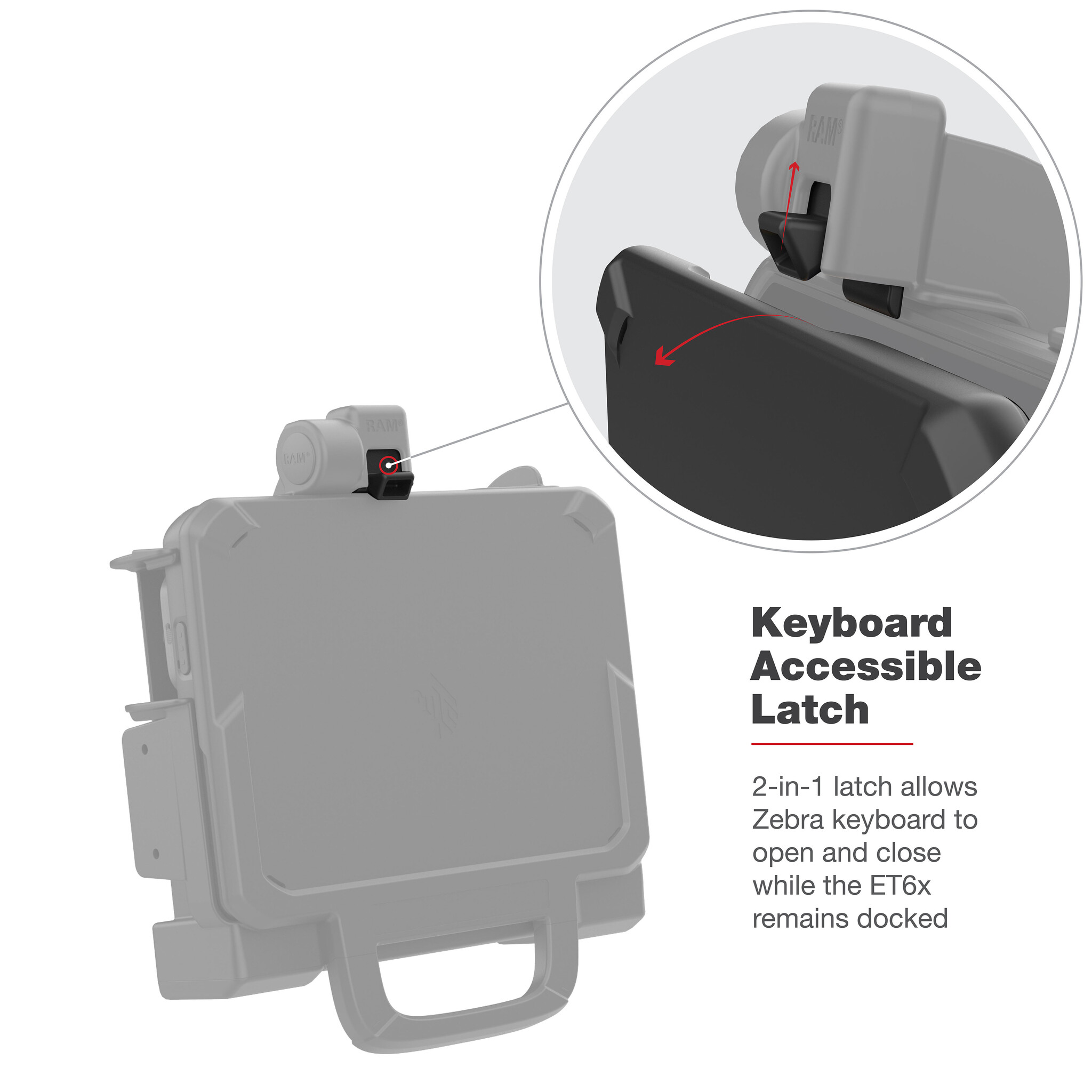 RAM MOUNT RAM-HOL-ZE25PD2U - RAM Mounts Form-Fit Holder (Lock) for Zebra ET60/65