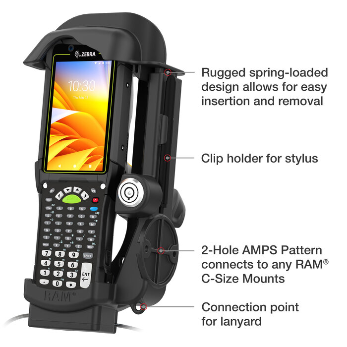 RAM-HOL-ZE32PDLU - RAM Mounts Formpasshalterung (mit Schlüsselschloss) für Zebra MC9300/9400