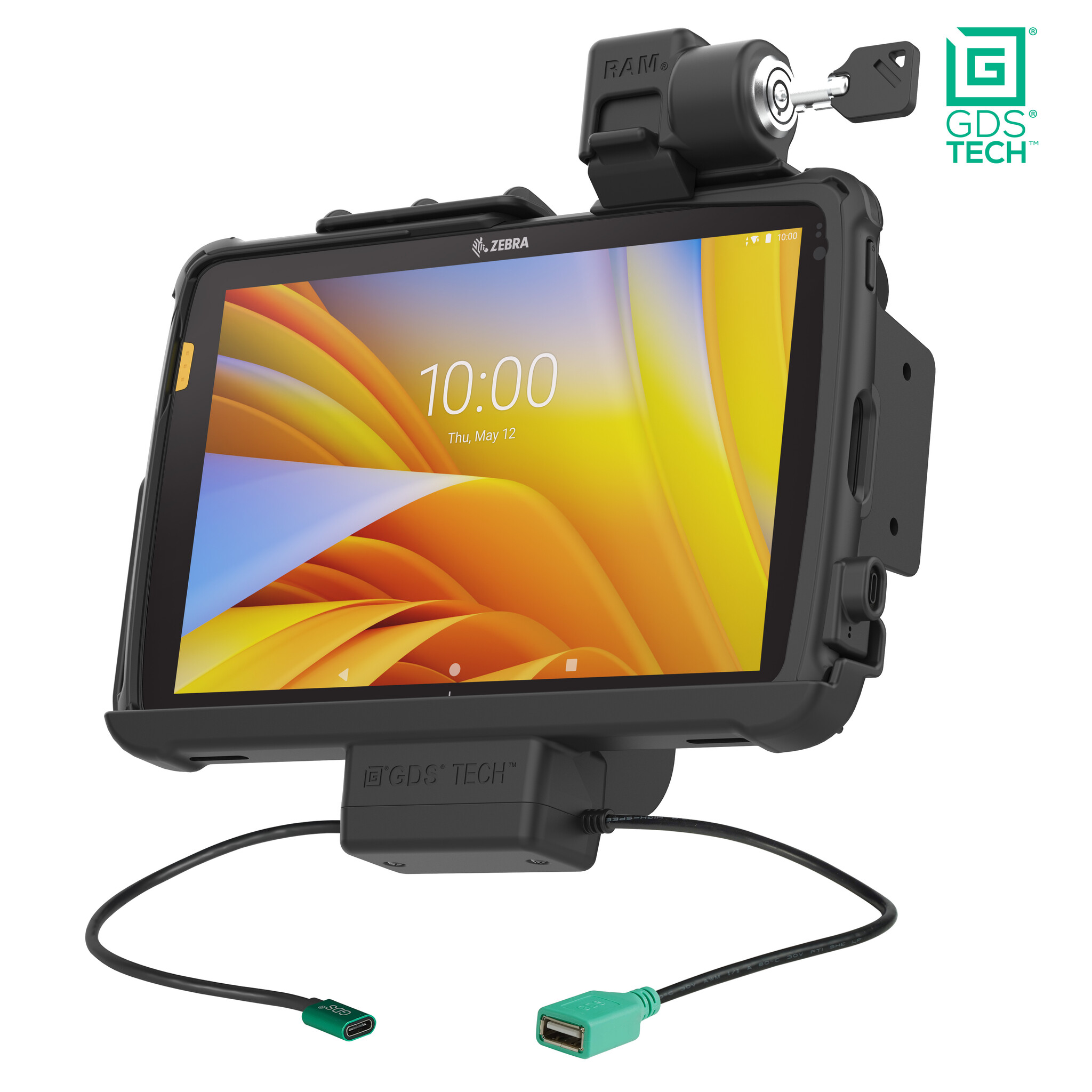 RAM-GDS-DOCKL-ZE21PDU - RAM Mounts GDS Form-Fit Halterung (mit Schlüsselschloss) für Zebra ET40/45 (10')