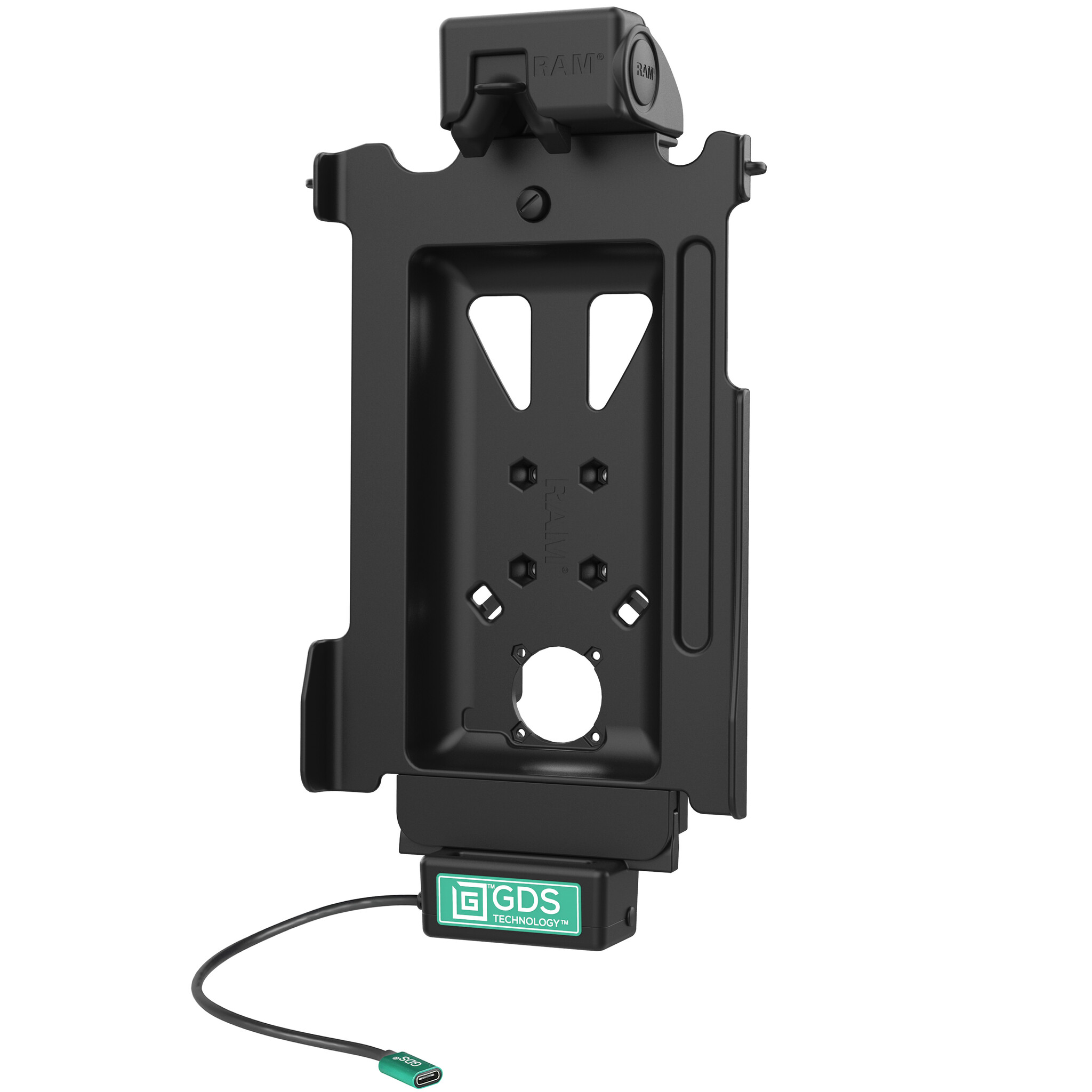 RAM MOUNT RAM-GDS-DOCK-SAM76CPU - Questo supporto RAM Mounts GDS Tough-Dock (Latch) è adatto per Samsung Tab S7, S9 e S9 FE in una custodia protettiva IntelliSkin Next Gen. Il supporto è alimentato da una connessione USB-C e carica il dispositivo nel dock. Per mont