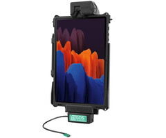 RAM-GDS-DOCK-SAM78CPU - Ce support RAM Mounts GDS Tough-Dock (à loquet) est compatible avec les tablettes Samsung Tab S7 FE (SM-T736B), S7+ (12,4" SM-T970), S8+, S9 FE+, S9+ et S10+ équipées d'une coque de protection IntelliSkin Next Gen. Alimenté par un