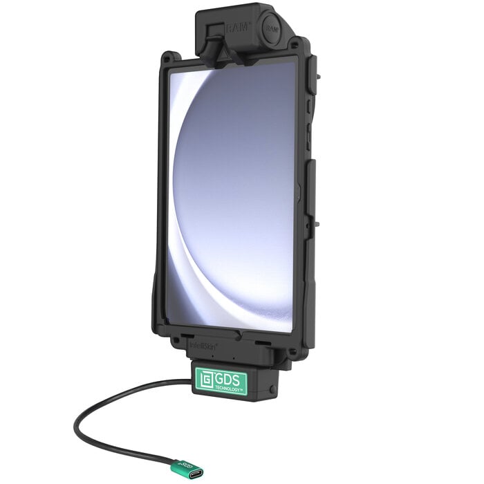RAM MOUNT RAM-GDS-DOCK-SAM88CPU - Este soporte RAM Mounts GDS Tough-Dock (Latch) es compatible con la Samsung Tab A9+ en una funda protectora IntelliSkin Next Gen. El soporte se alimenta mediante una conexión USB-C y carga el dispositivo mientras está en la base. P