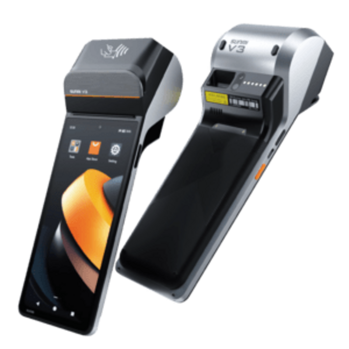 SUNMI Sunmi V3, GMS EDLA, 2D, USB-C, BT (BLE, 5.0), WiFi, 4G, Android, inclus : bloc d'alimentation, 3100 mAh